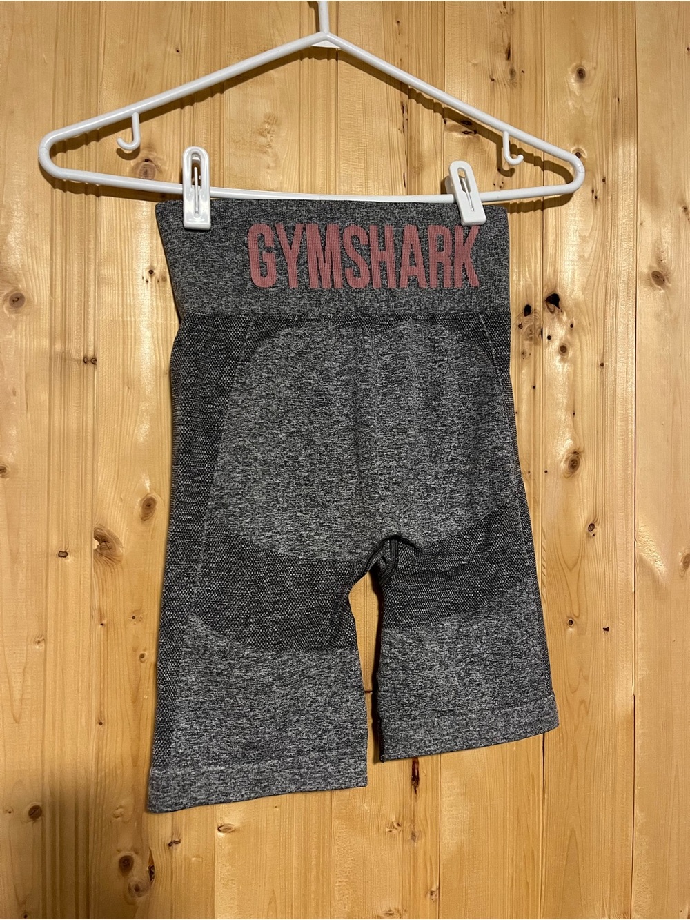 Gymshark Dark Gray Seamless High-Rise Biker Shorts with Pink Logo